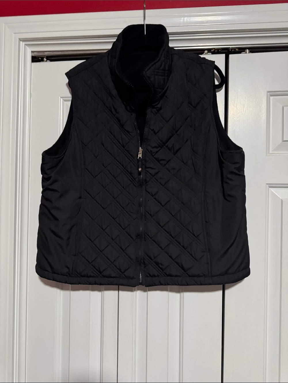 Black Quilted Zip-Front Reversible Women's Vest
